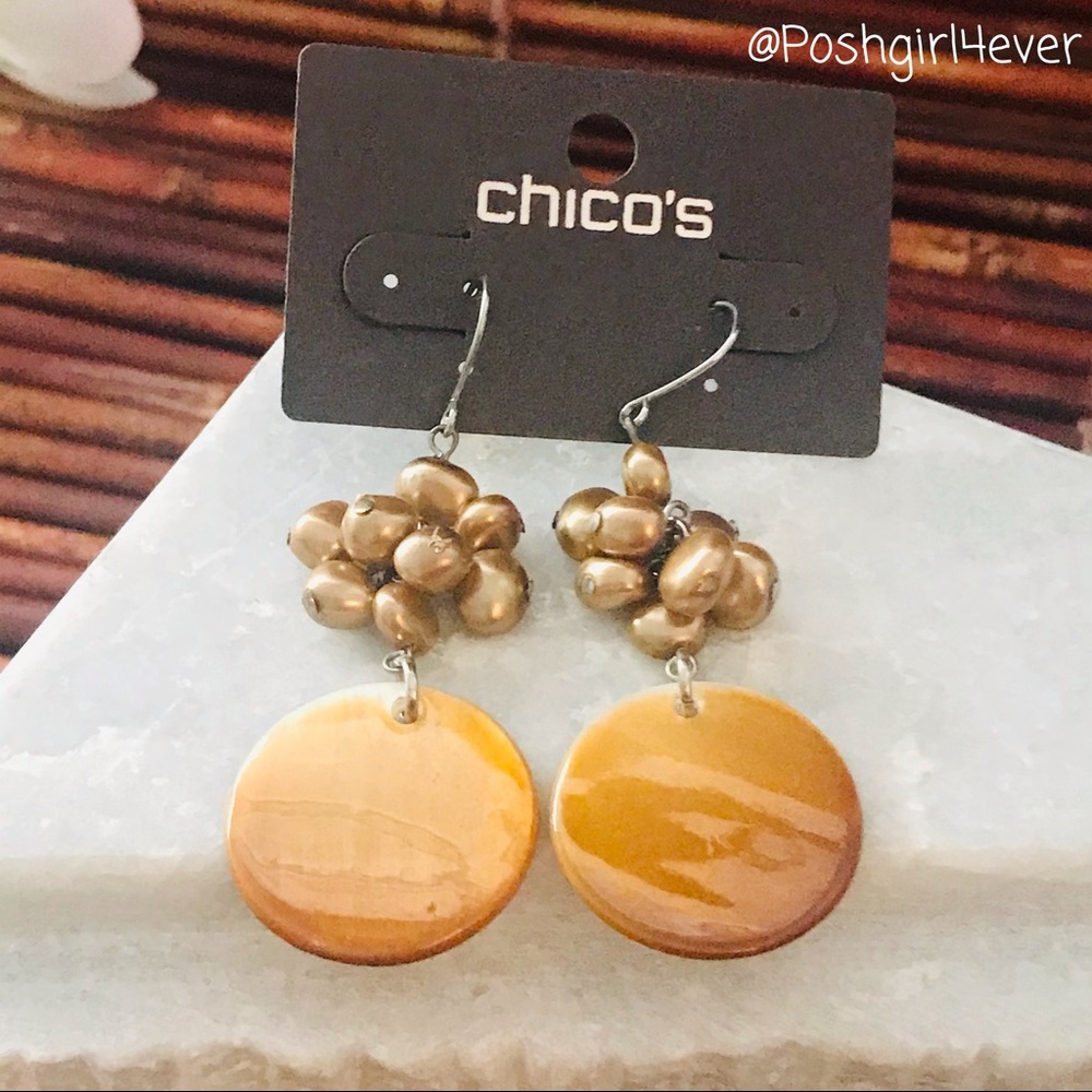 Chico’s Earrings French Wire Drop Gold Disc